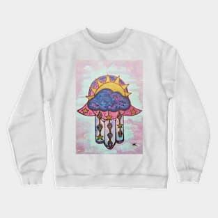 Raining Gems Hamsa by Harriette Knight Crewneck Sweatshirt